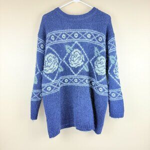 Vintage Lane Bryant Mohair Blend Rose Sweater L/XL